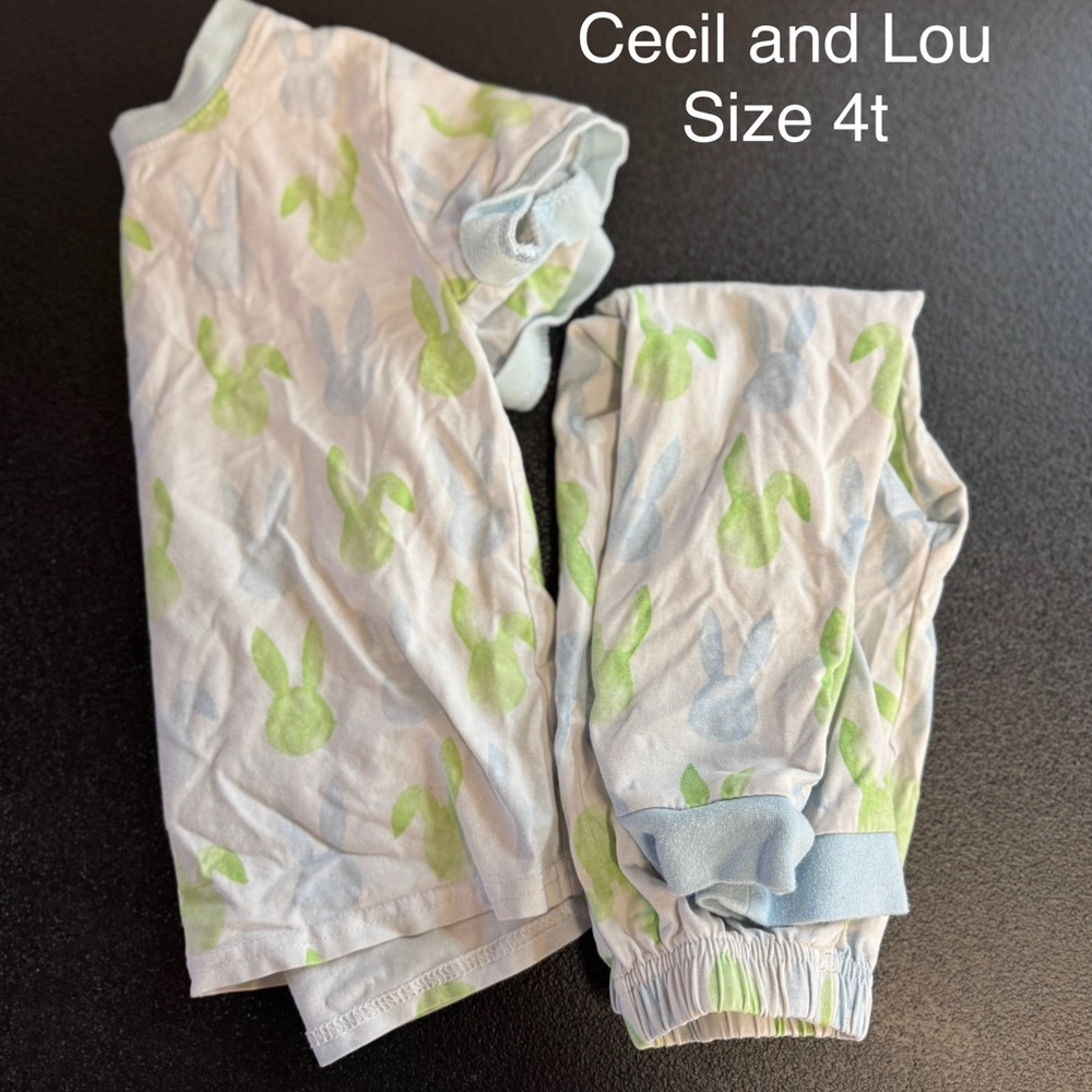 Cecil and Lou Kids Pajama Set - Green and Blue